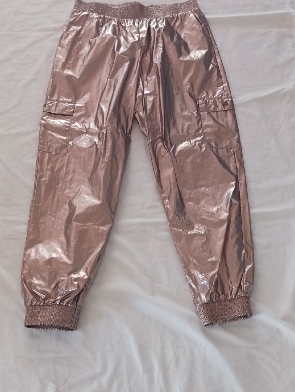 Victoria Secret's Sport Women's Metallic Gold Cargo Joggers with Elastic Cuffs